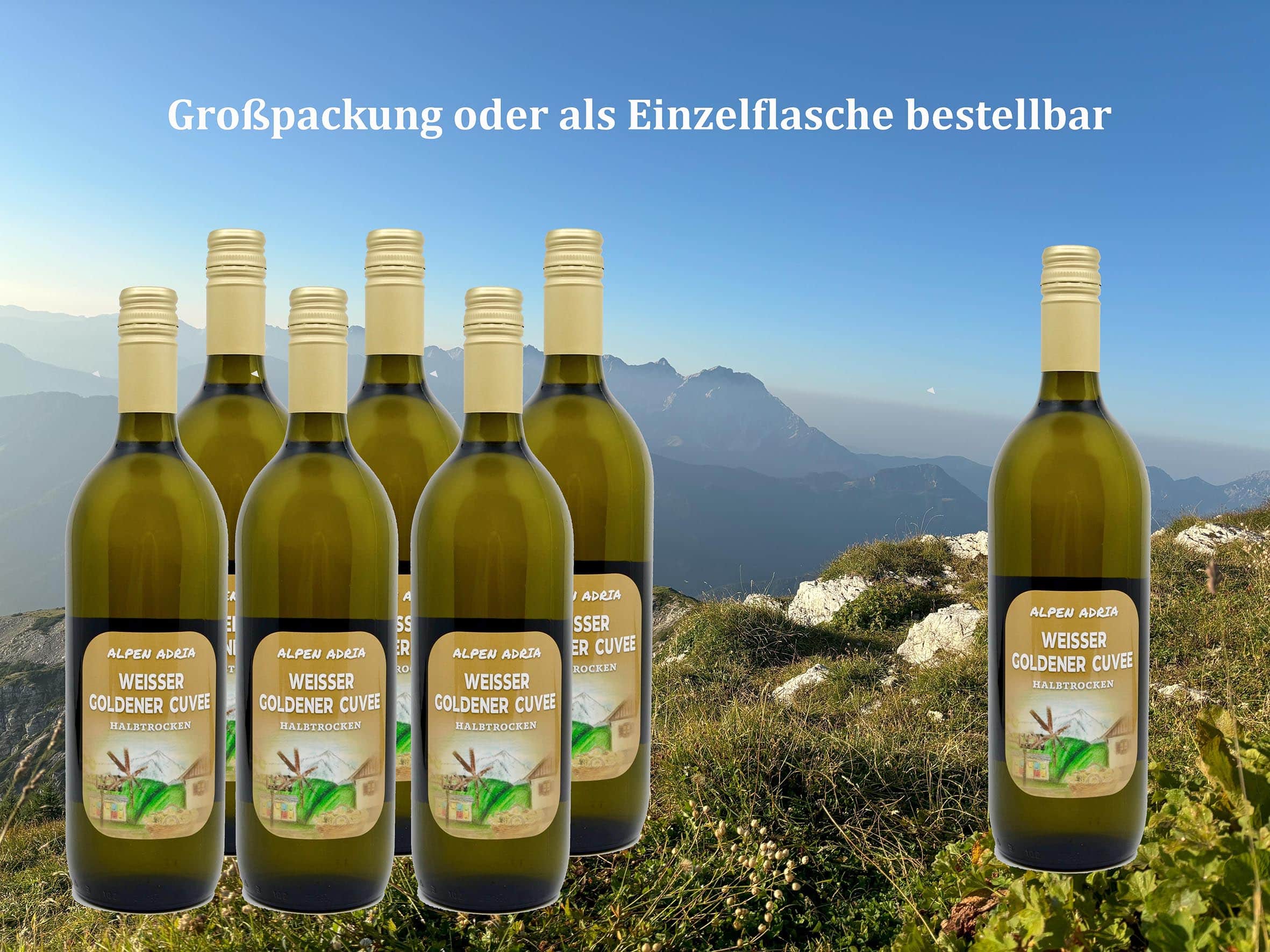 Alpen Adria Weißer Goldener Cuvée – 6 x 1 Liter Großpackung | Nachhaltiger Weißwein aus Österreich
